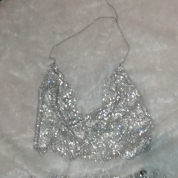 Sparkling Diamonds & Metal Chainlink 2 Piece Set - Picture 4 of 9